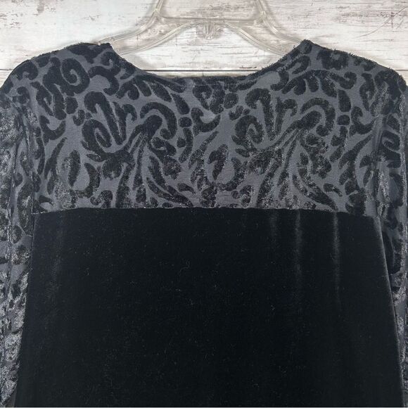 Diane Von Furstenberg DVF Vintage Black Velvet Burnout Maxi Dress Size L - Picture 8 of 9